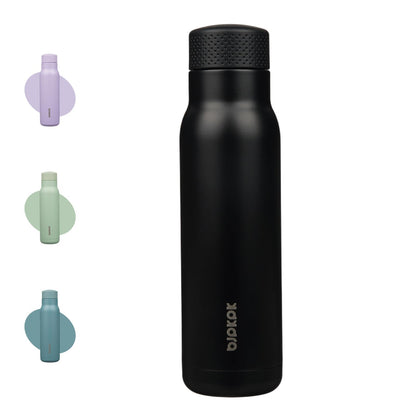 BJPKPK 21 oz Insulated Water Bottle, Leakproof Stainless Steel Flask | Double Wall Vacuum, Keeps Hot/Cold, Metal, BPA Free, Dishwasher Safe, Slim, Cupholder, Narrow, Reusable, Black