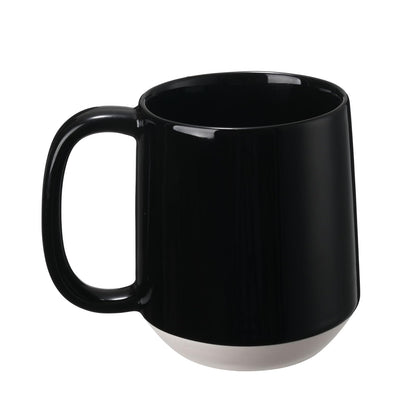 Miicol Ceramic Coffee Mug, 16 oz Large Coffee Cup, Tea Mug with Handle, Flat Bottom Mug for Men, Women, Office, Microwave and Dishwasher Safe, Multi-Color, Black
