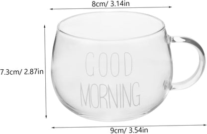 Glass Milk Cup Handle Borosilicate Mug for Breakfast Cereal and Microwave Safe Stylish and Functional for Home Office Use