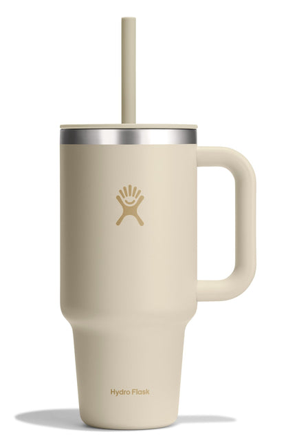 Hydro Flask Travel Tumbler with Handle, Lid and Straw - Insulated Stainless Steel in 40 Oz Agave