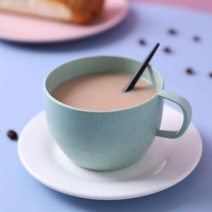 European Style Lightweight Milk Cup, Wide Mouth Simple Breakfast Drinking Cup Flat Bottom Drinking Cup(Pink)