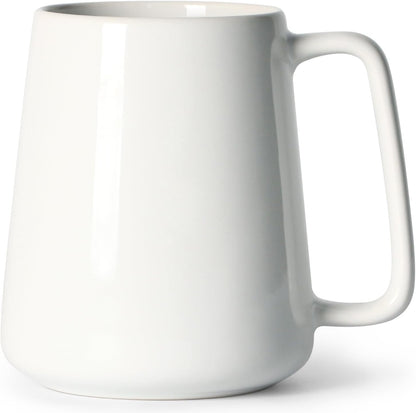 24 OZ Large Coffee Mug, Nice Ceramic Tea Cup with Big Handle for Dad Men Women, Unique Style For Any Kitchen, White