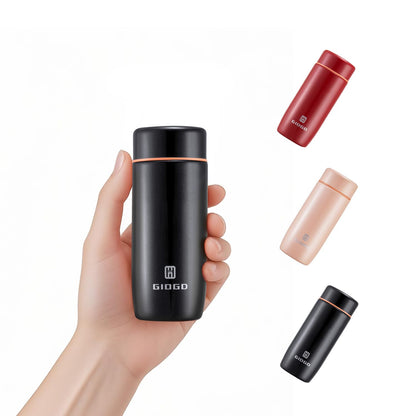 Small Thermo Bottle Mini Vacuum Insulated Water Bottle 200ml/6.8oz Water Flask Stainless Steel Thermal Water Bottles Thermo for Hot and Cold Drinks for Purse Handbag Pocket (Black)