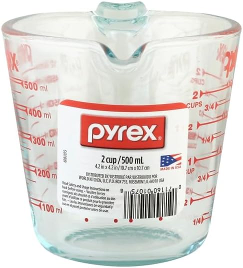 Pyrex Prepware 6001075 Measuring Cup, Red Graphics, Clear