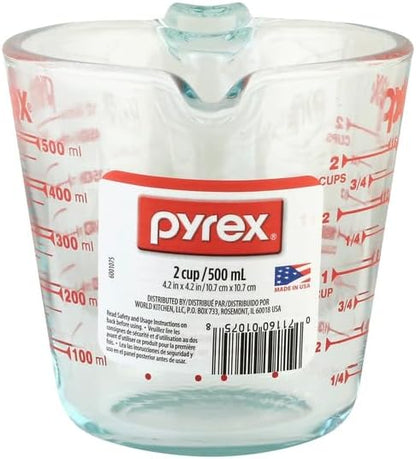 Pyrex Prepware 6001075 Measuring Cup, Red Graphics, Clear