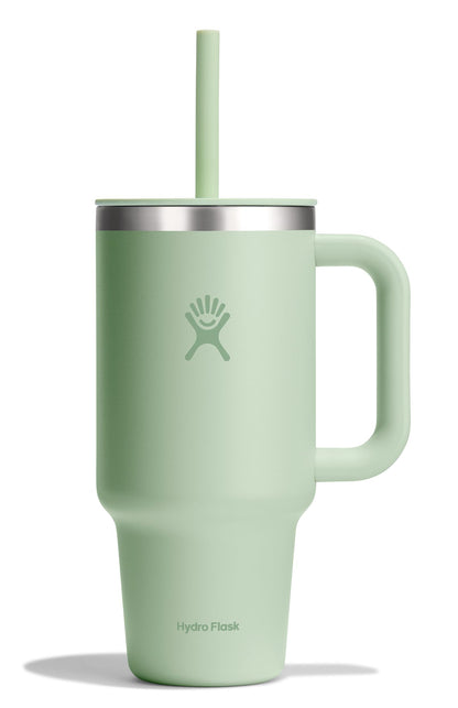 Hydro Flask Travel Tumbler with Handle, Lid and Straw - Insulated Stainless Steel in 40 Oz Agave