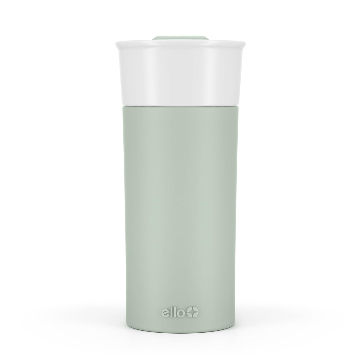 Ello Ogden Ceramic Travel Mug with Splash-Resistant Slider Lid and Protective Silicone Boot, Perfect for Coffee or Tea, BPA Free, Dishwasher Safe, Gray, 16 oz, 758-0438-040 | Splash-resistant ceramic travel mug with slider lid and protective silicone slee