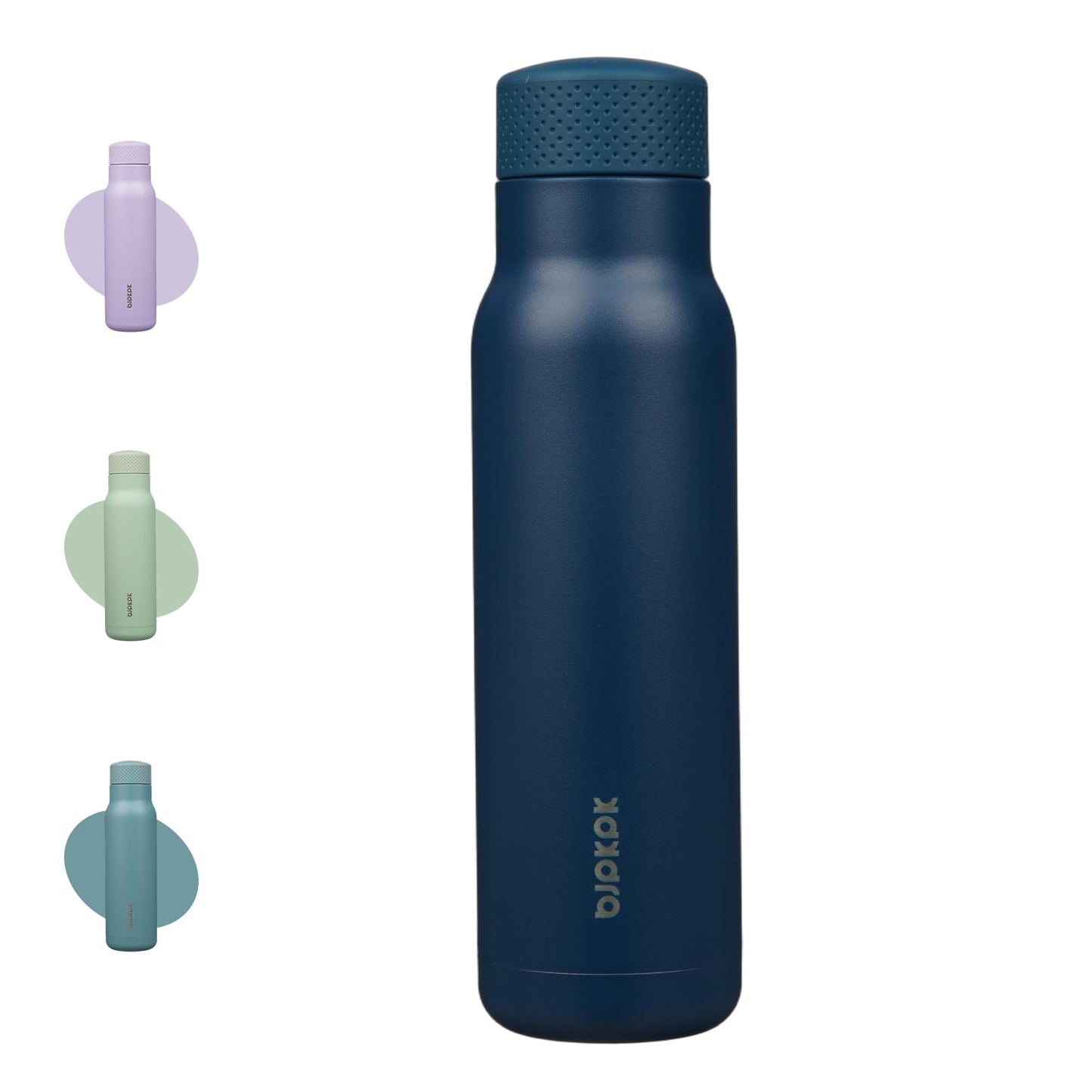 BJPKPK 21 oz Insulated Water Bottle, Leakproof Stainless Steel Flask | Double Wall Vacuum, Keeps Hot/Cold, Metal, BPA Free, Dishwasher Safe, Slim, Cupholder, Narrow, Reusable, Black