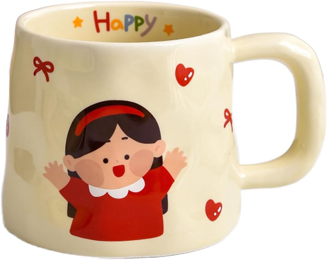 380ml-12.5oz cartoon milk parent-child cup breakfast drinking ceramic cup-adolescents