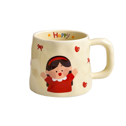 380ml-12.5oz cartoon milk parent-child cup breakfast drinking ceramic cup-adolescents