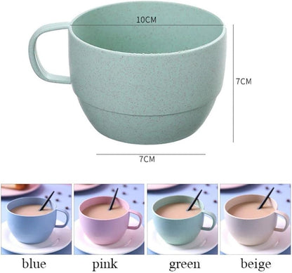 European Style Lightweight Milk Cup, Wide Mouth Simple Breakfast Drinking Cup Flat Bottom Drinking Cup(Pink)