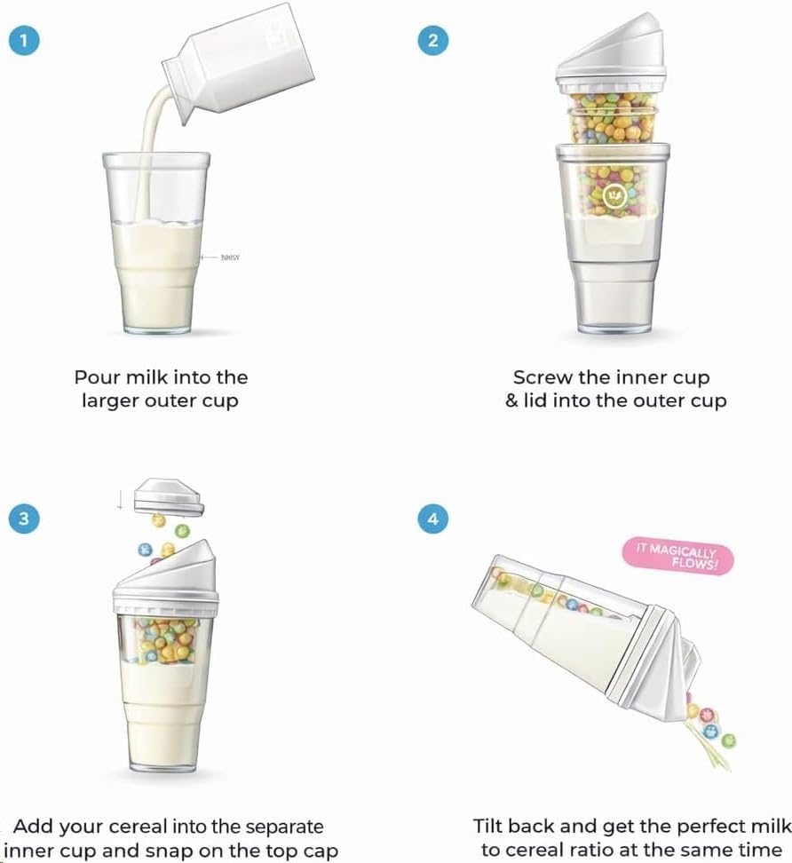 Portable Plastic Cereal Cup for Breakfast Easy to Carry to Go Cereal and Milk Container