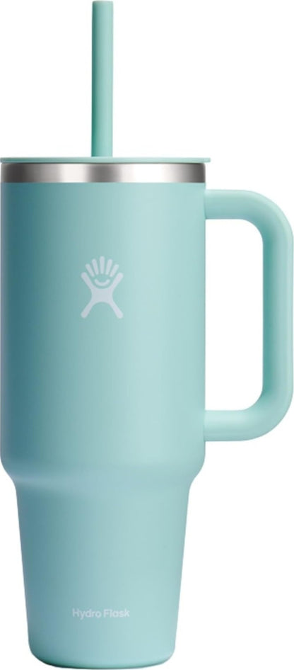 Hydro Flask Travel Tumbler with Handle, Lid and Straw - Insulated Stainless Steel in 40 Oz Agave