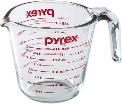 Pyrex Prepware 6001075 Measuring Cup, Red Graphics, Clear