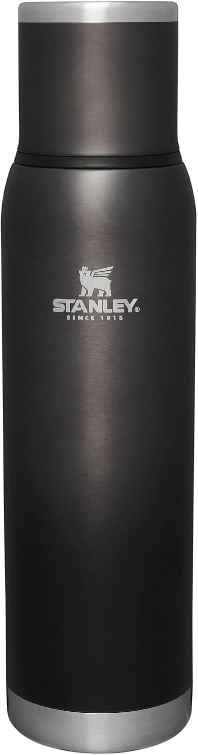 Stanley Adventure-To-Go Vacuum Bottle 25 oz | Wide Mouth with Leakproof Cup Lid | Keep Drinks Hot or Cold | Packable for Travel | Insulated Stainless Steel Thermal Bottle | BPA-Free | Frost White
