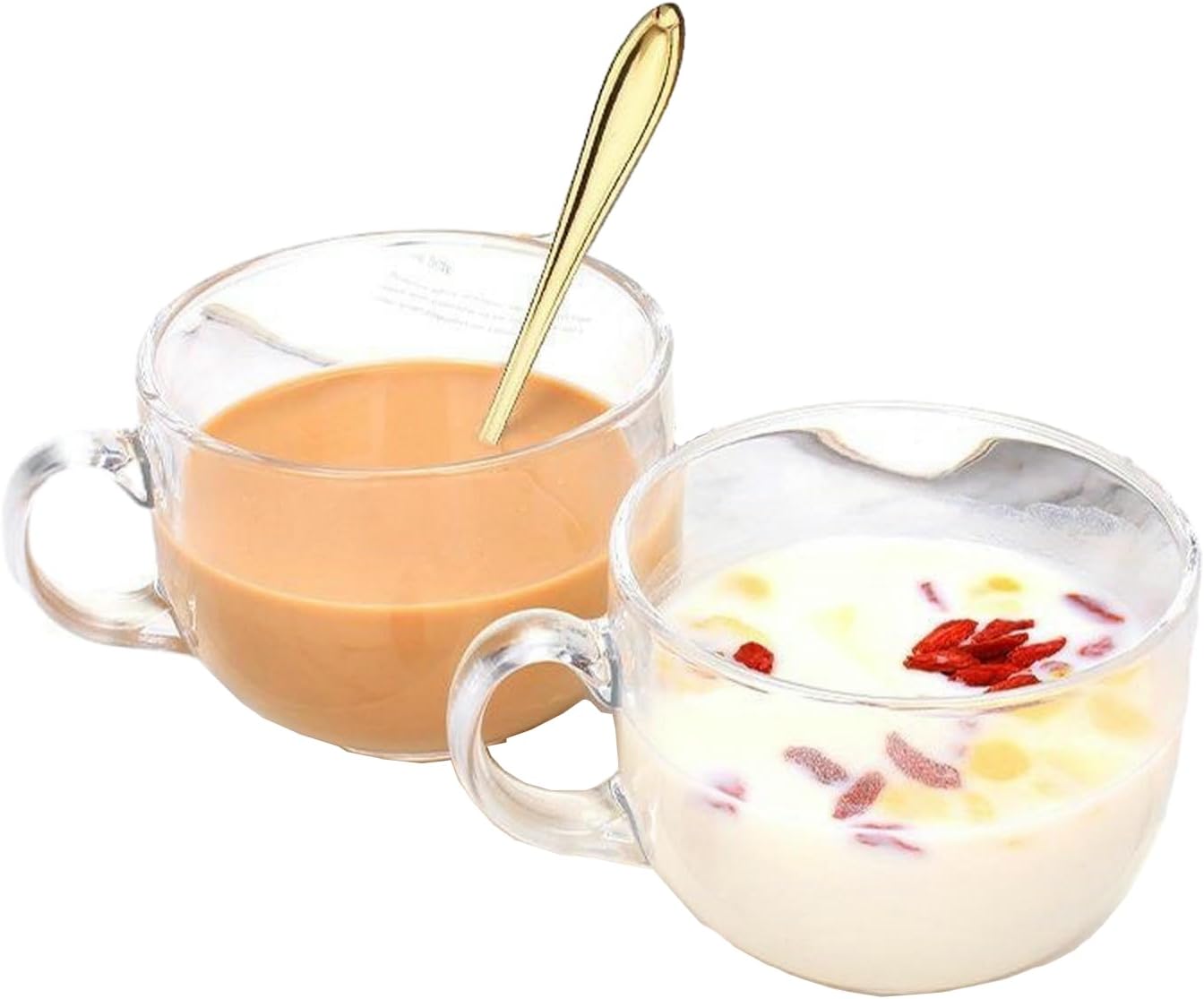 Large capacity glass breakfast cup, household transparent strap handle - milk cup
