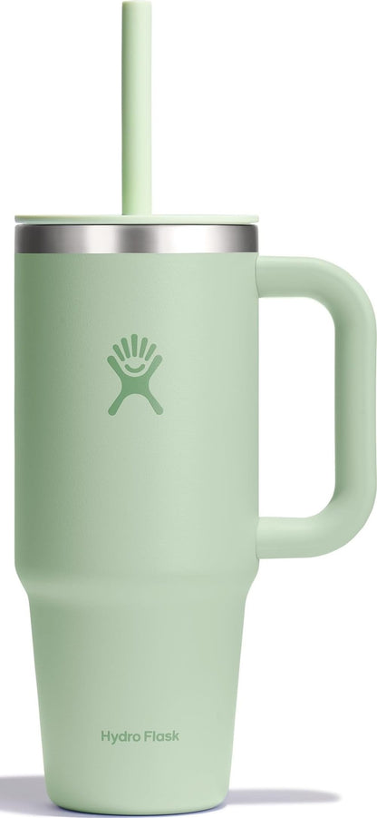 Hydro Flask Travel Tumbler with Handle, Lid and Straw - Insulated Stainless Steel in 40 Oz Agave