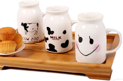 ZaH Milk Bottle Mug Ceramic 8oz Morning Mugs for Home Office School Restaurant Club Party, Milk Cup Novelty Coffee Mug Water Juice Cups, Milk