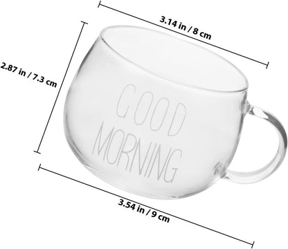 Gatuida Heat-resistant Glass Milk Cup with Handle, Delicate Breakfast Mug, Multi-function Glass Coffee and Cereal Cup for Home and Microwave Use