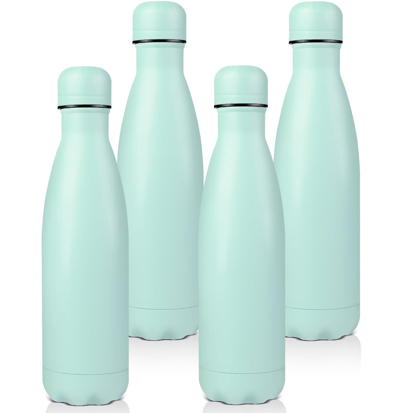 Volhoply 17oz Insulated Stainless Steel Water Bottle, Double Wall Vacuum Flask, Keeps Cold 24h & Hot 12h, Available in Packs of 1, 4, or 8（Silver,1 Pack)