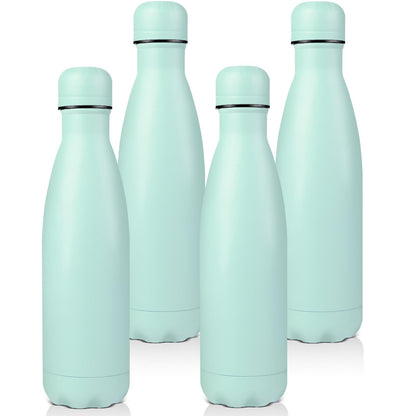 Volhoply 17oz Insulated Stainless Steel Water Bottle, Double Wall Vacuum Flask, Keeps Cold 24h & Hot 12h, Available in Packs of 1, 4, or 8（Silver,1 Pack)