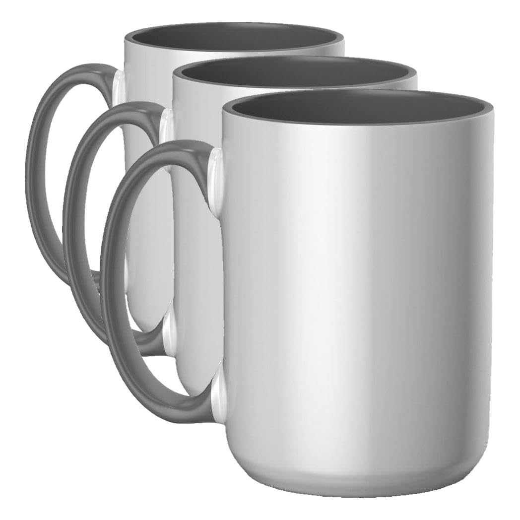 Cricut Beveled Blank Mug to Decorate, White/Gray | Ceramic-Coated, Dishwasher & Microwave Safe,Infusible Ink Compatible,15 Oz Sublimation