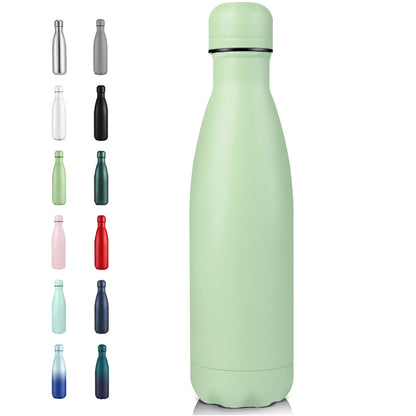 Volhoply 17oz Insulated Stainless Steel Water Bottle, Double Wall Vacuum Flask, Keeps Cold 24h & Hot 12h, Available in Packs of 1, 4, or 8（Silver,1 Pack)