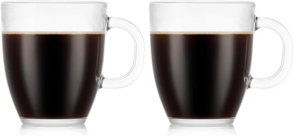 Bodum 12oz Bistro Coffee Mug Single-Wall Tempered Glass, 2 Pack, Clear | Single-Wall