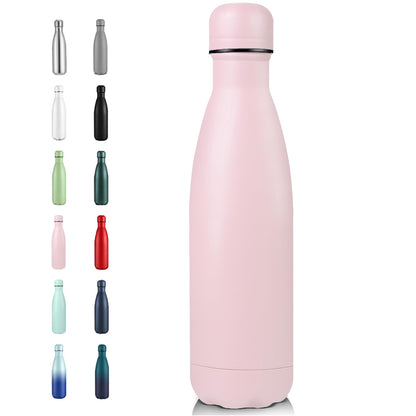 Volhoply 17oz Insulated Stainless Steel Water Bottle, Double Wall Vacuum Flask, Keeps Cold 24h & Hot 12h, Available in Packs of 1, 4, or 8（Silver,1 Pack)