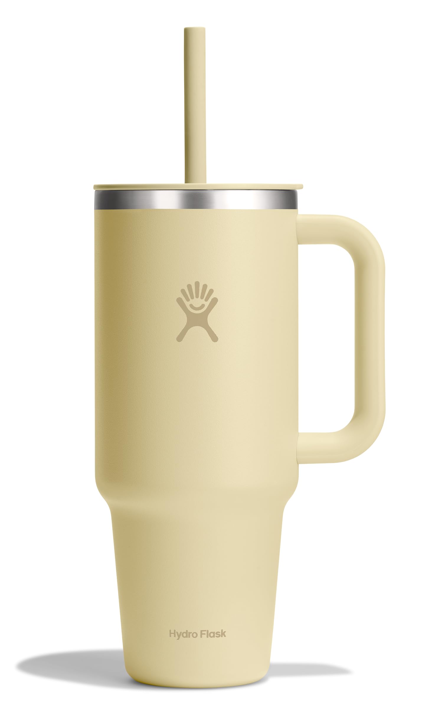 Hydro Flask Travel Tumbler with Handle, Lid and Straw - Insulated Stainless Steel in 40 Oz Agave