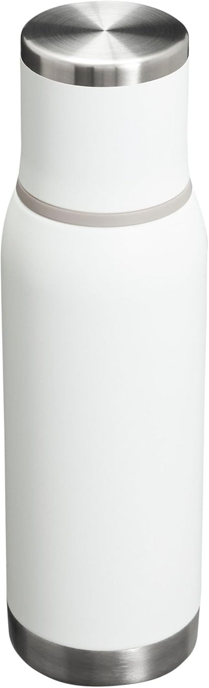 Stanley Adventure-To-Go Vacuum Bottle 25 oz | Wide Mouth with Leakproof Cup Lid | Keep Drinks Hot or Cold | Packable for Travel | Insulated Stainless Steel Thermal Bottle | BPA-Free | Frost White