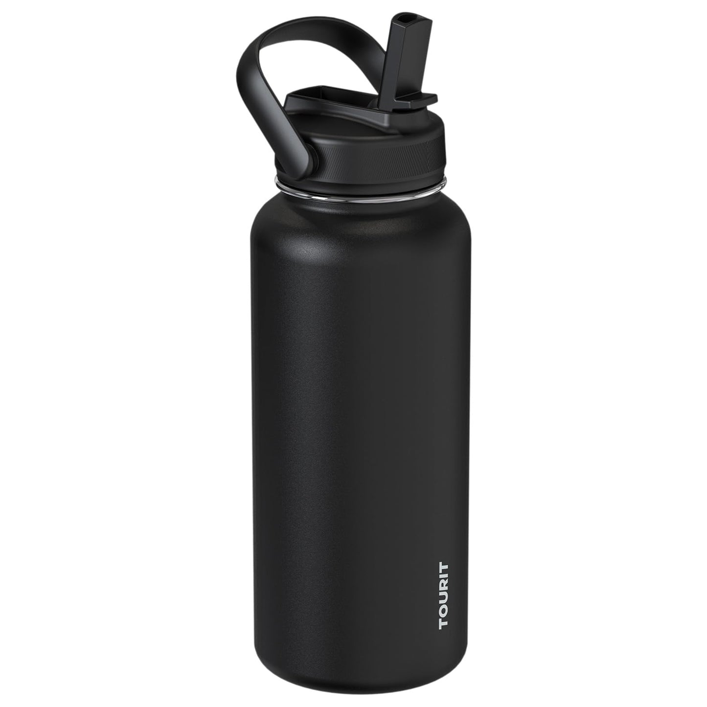 TOURIT 24 oz Insulated Stainless Steel Water Bottle, Obsidian | Double-wall vacuum thermal flask with top handle, leakproof & BPA-free design for sports, gym, hiking & travel use