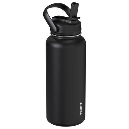 TOURIT 24 oz Insulated Stainless Steel Water Bottle, Obsidian | Double-wall vacuum thermal flask with top handle, leakproof & BPA-free design for sports, gym, hiking & travel use