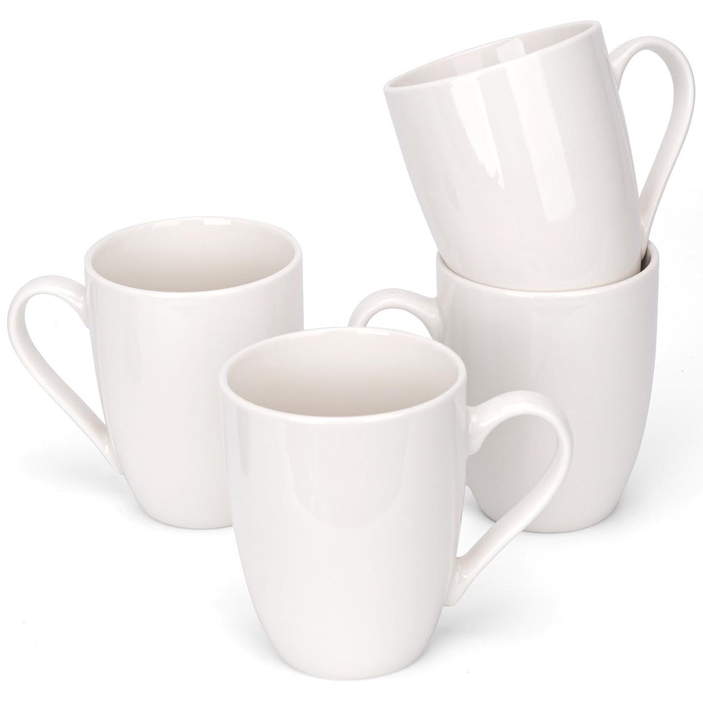 6 Pack Ceramic Coffee Mugs Set, 12 OZ Porcelain, White | With Handle, Hot Tea, Americano, Mocha, Milk, Latte, Dishwasher Safe, Microwave Safe