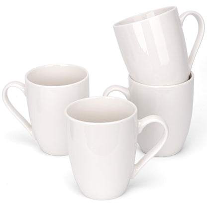 6 Pack Ceramic Coffee Mugs Set, 12 OZ Porcelain, White | With Handle, Hot Tea, Americano, Mocha, Milk, Latte, Dishwasher Safe, Microwave Safe