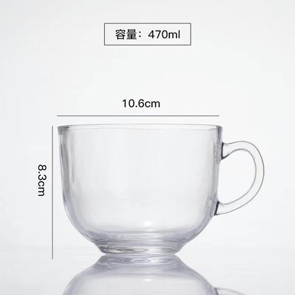 Transparent Oat Breakfast Milk Cup With Handle Large Capacity Oat Coffee Cup-Milk Cup -470ml