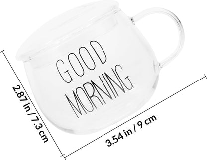 Heat-resistant Glass Milk Cup with Handle 12oz Coffee Mug for Breakfast and Cereal Home Use Microwave Safe Sturdy Single Piece