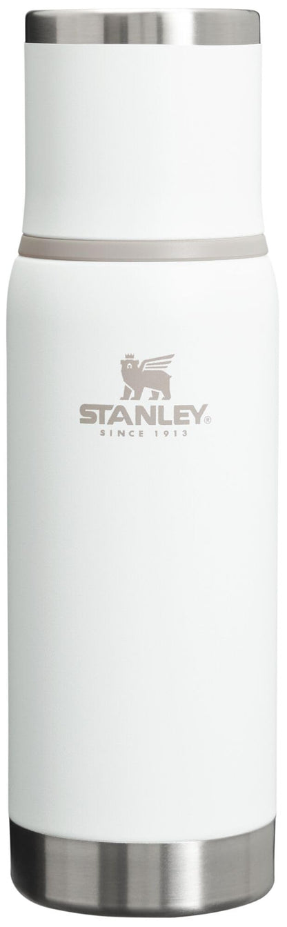 Stanley Adventure-To-Go Vacuum Bottle 25 oz | Wide Mouth with Leakproof Cup Lid | Keep Drinks Hot or Cold | Packable for Travel | Insulated Stainless Steel Thermal Bottle | BPA-Free | Frost White