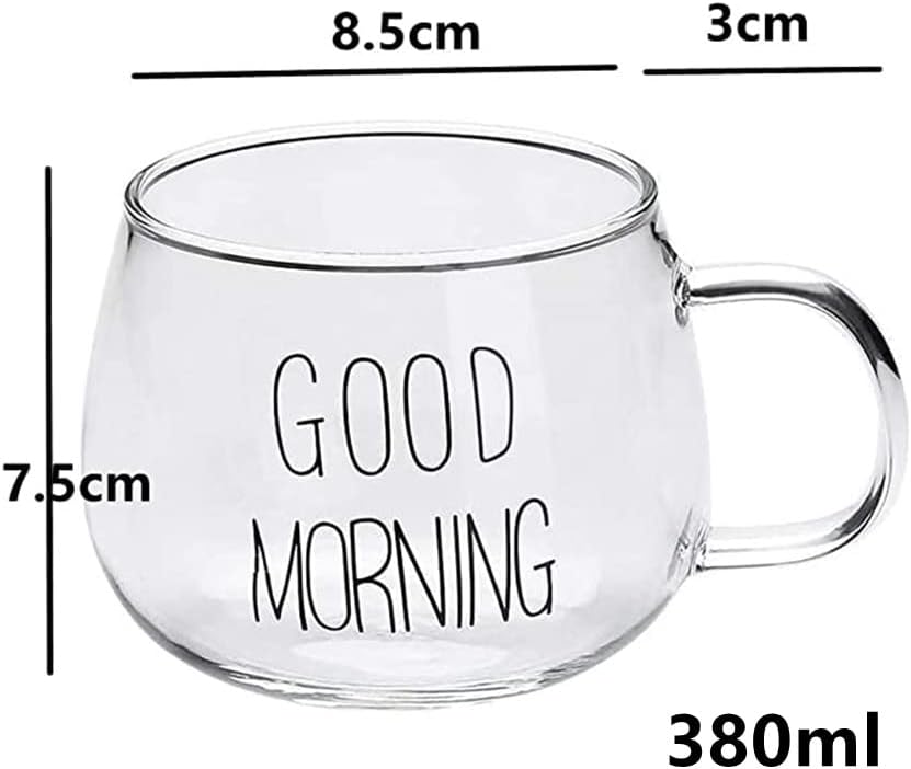 'Good Morning' Breakfast Cup with Spoon, Water Cup, Milk Cup, Yogurt Glass, Coffee Mug, Juice Cup, Milkshake Glass, Gift Cup for Birthday, Christmas, Family, Friends
