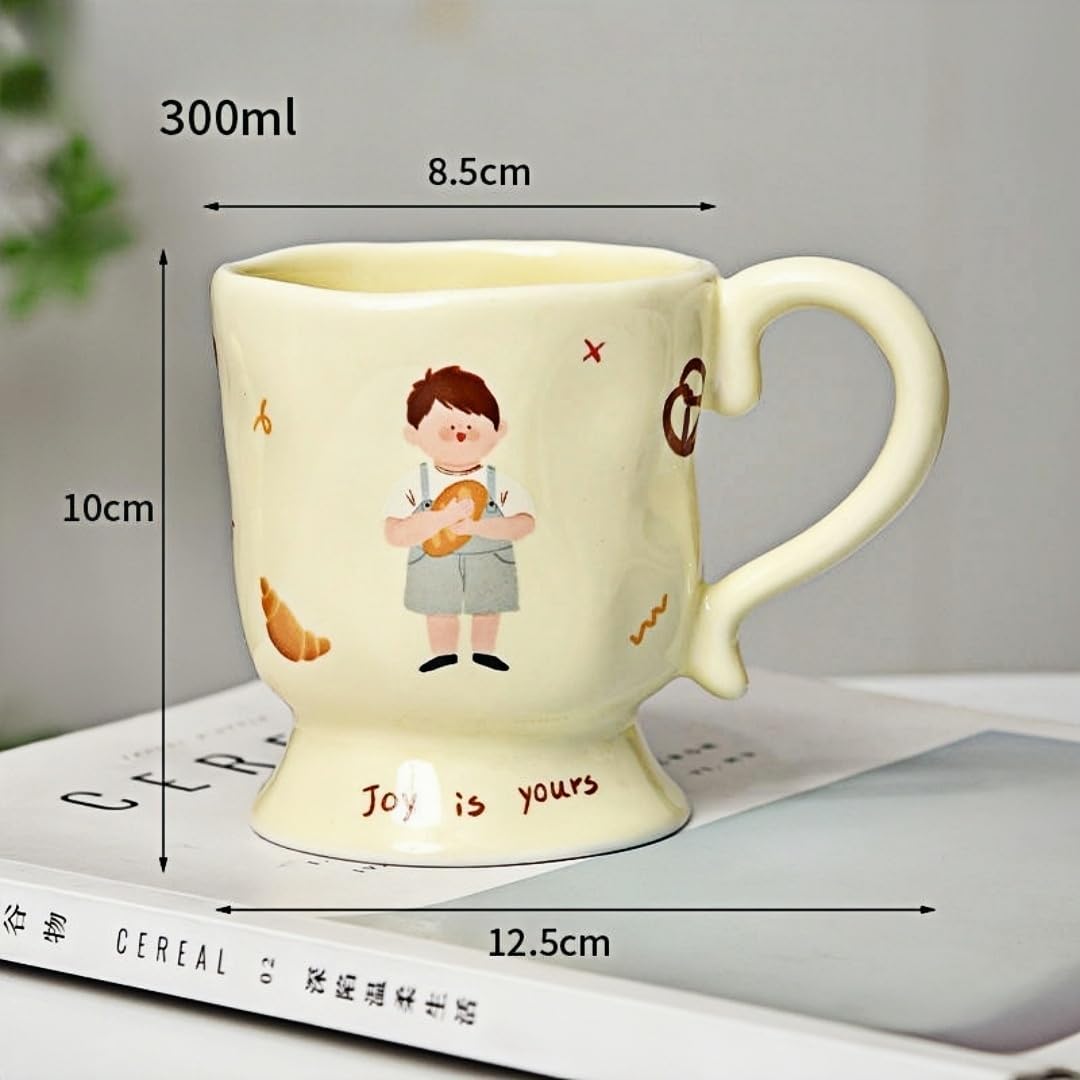300Ml Ceramic Oatmeal Breakfast Milk Cup For Couples