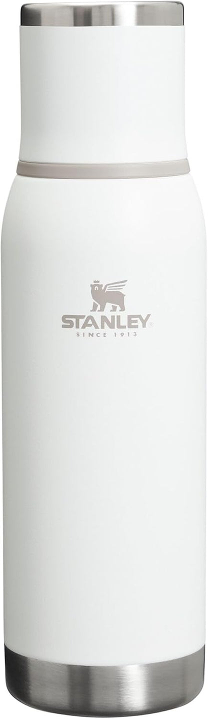 Stanley Adventure-To-Go Vacuum Bottle 25 oz | Wide Mouth with Leakproof Cup Lid | Keep Drinks Hot or Cold | Packable for Travel | Insulated Stainless Steel Thermal Bottle | BPA-Free | Frost White