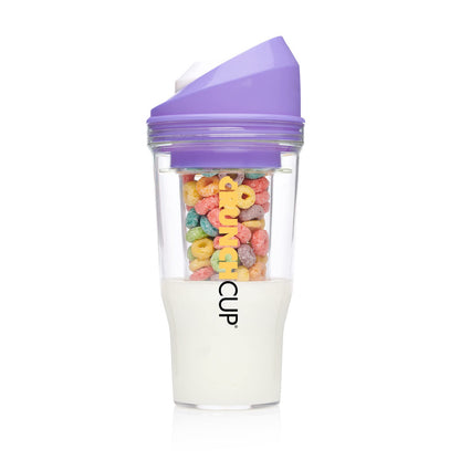CRUNCHCUP XL Portable Cereal Cup for Breakfast On the Go - Pink | Skip the Spoon and Bowl - Designed for a quick, convenient breakfast at home, on the go, or during busy mornings.