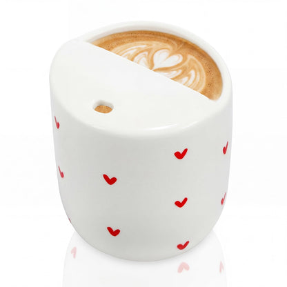 1 pcs Ceramic Mug with Sip Hole 10 oz deep Blue red Striped | Ice Coffee Mug, Travel Mugs,Novelty Hand Painted,Heat Resistant,Non Slip,Built in One Lid,Coffee Lovers Appreciation Gift