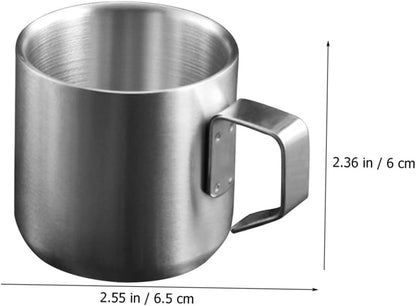 BESTOYARD Stainless Steel Breakfast Cup with Handle 2.36 Inch Compact Milk and Porridge Cup for Toddler Feeding and Household Use