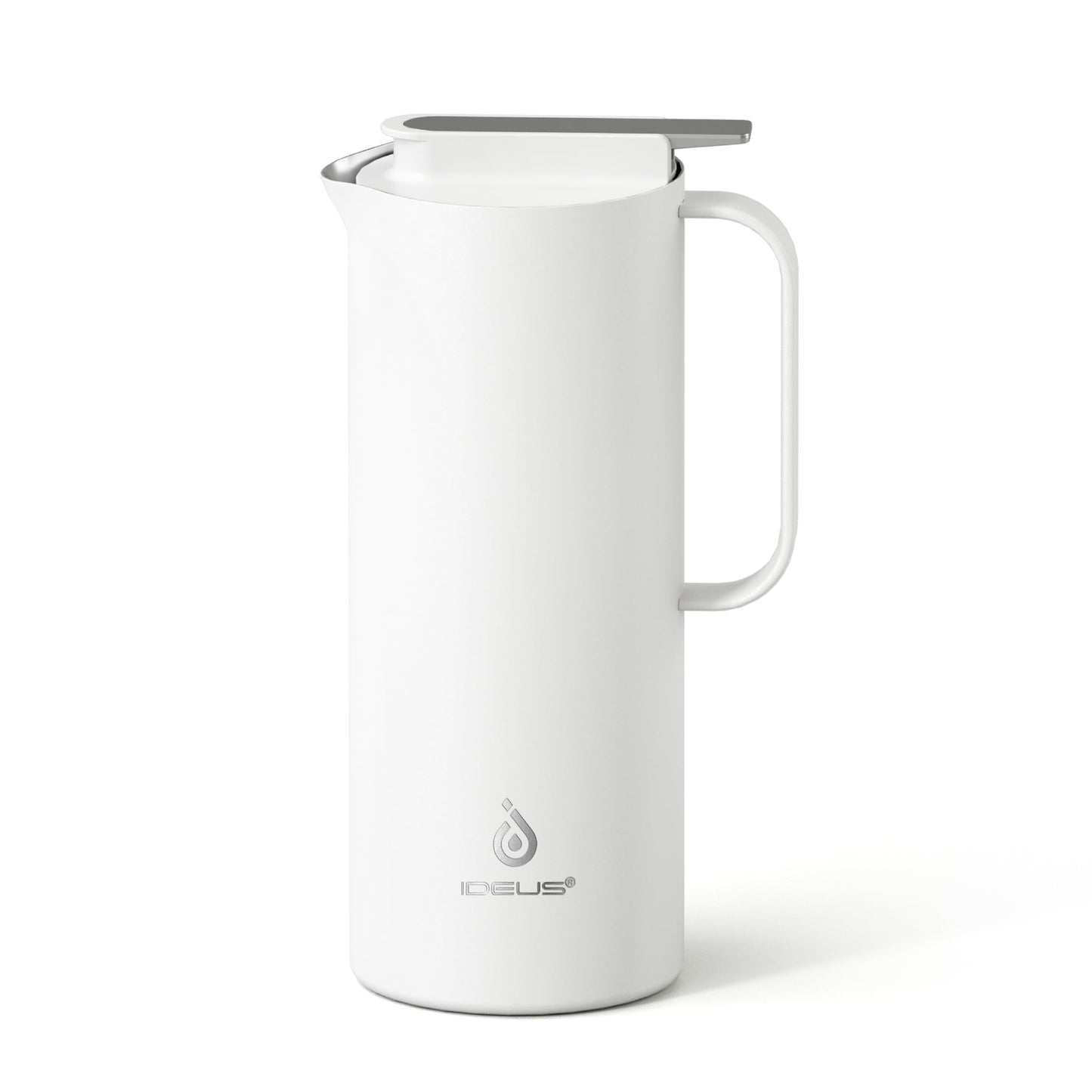IDEUS Thermal Coffee Carafe, Stainless Steel Double Wall Insulated Vacuum Flask, Water Jug Coffee Server and Beverage Dispenser, Heat and Cold Retention (White-Gold, 68, Fluid Ounces)