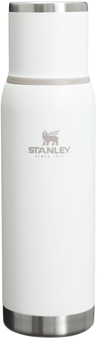 Stanley Adventure-To-Go Vacuum Bottle 25 oz | Wide Mouth with Leakproof Cup Lid | Keep Drinks Hot or Cold | Packable for Travel | Insulated Stainless Steel Thermal Bottle | BPA-Free | Frost White