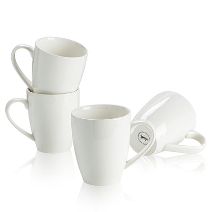 Sweese Porcelain Coffee Mugs - 16 Ounce - Set of 6, Cups for Latte, Hot Tea, Cappuccino, Mocha, Cocoa, White