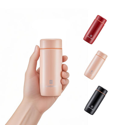 Small Thermo Bottle Mini Vacuum Insulated Water Bottle 200ml/6.8oz Water Flask Stainless Steel Thermal Water Bottles Thermo for Hot and Cold Drinks for Purse Handbag Pocket (Black)