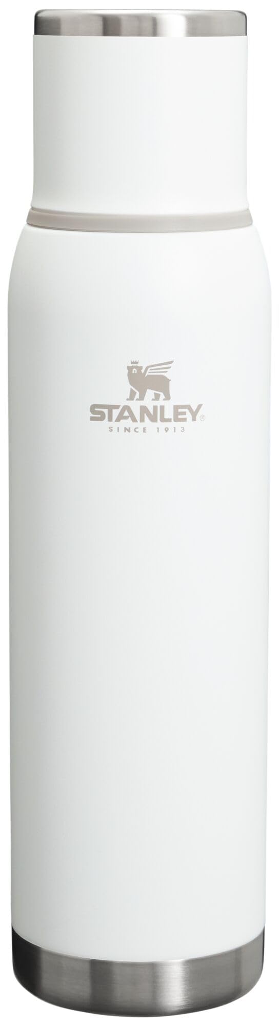 Stanley Adventure-To-Go Vacuum Bottle 25 oz | Wide Mouth with Leakproof Cup Lid | Keep Drinks Hot or Cold | Packable for Travel | Insulated Stainless Steel Thermal Bottle | BPA-Free | Frost White