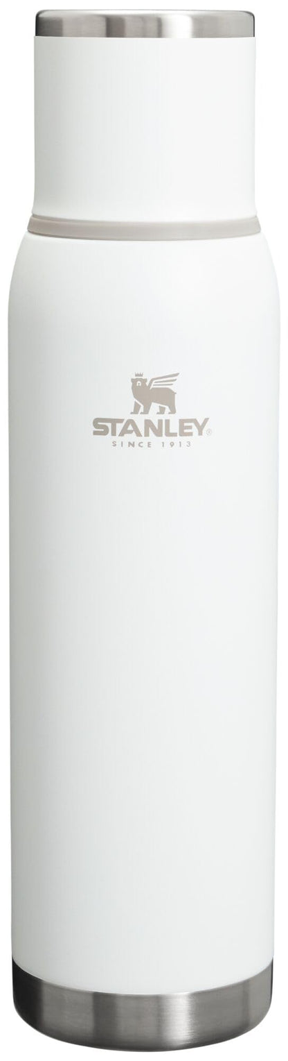 Stanley Adventure-To-Go Vacuum Bottle 25 oz | Wide Mouth with Leakproof Cup Lid | Keep Drinks Hot or Cold | Packable for Travel | Insulated Stainless Steel Thermal Bottle | BPA-Free | Frost White